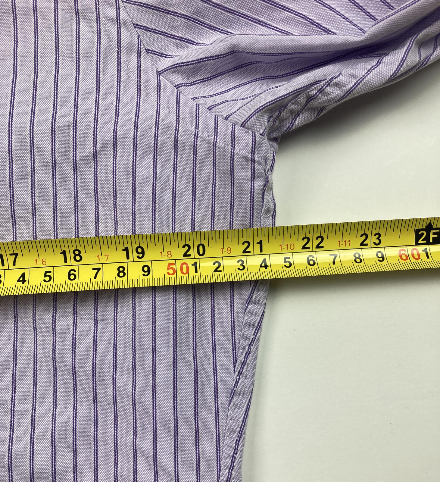 David Donahue Trim Fit Dress Shirt Mens Size 16 34/35 Lavender Pinstripe Cotton