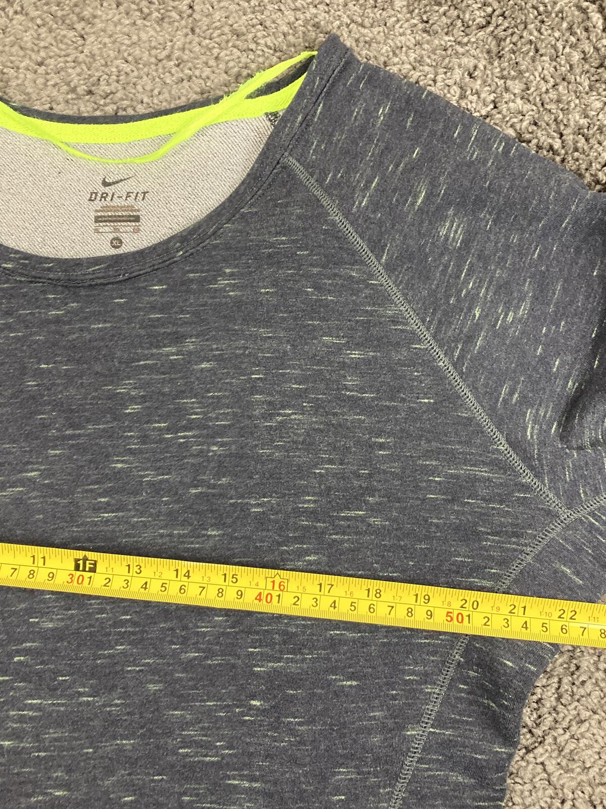Nike Dri-FIT Womens Crewneck Sweatshirt Pullover Gray Blue Space Dye Pocket  XL