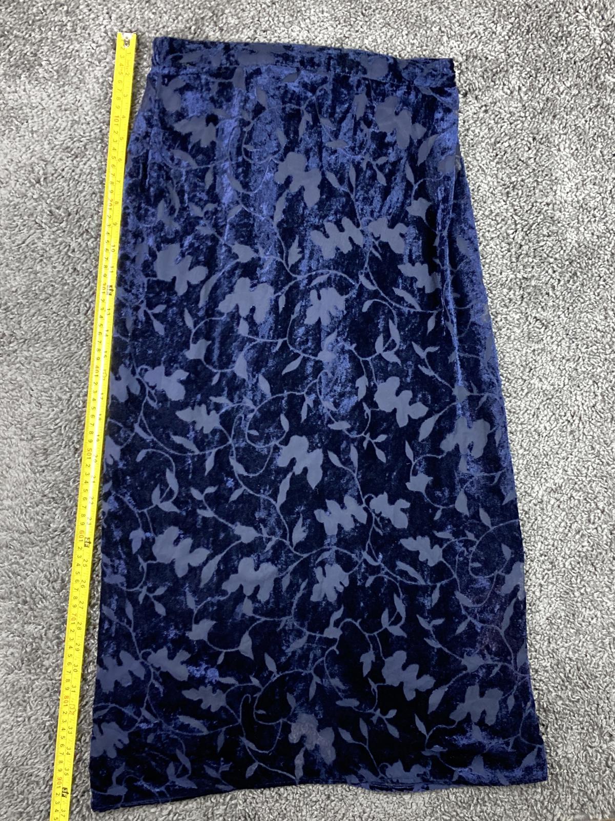 CLIO Velvet Floral Maxi Skirt Womens Medium Navy Blue