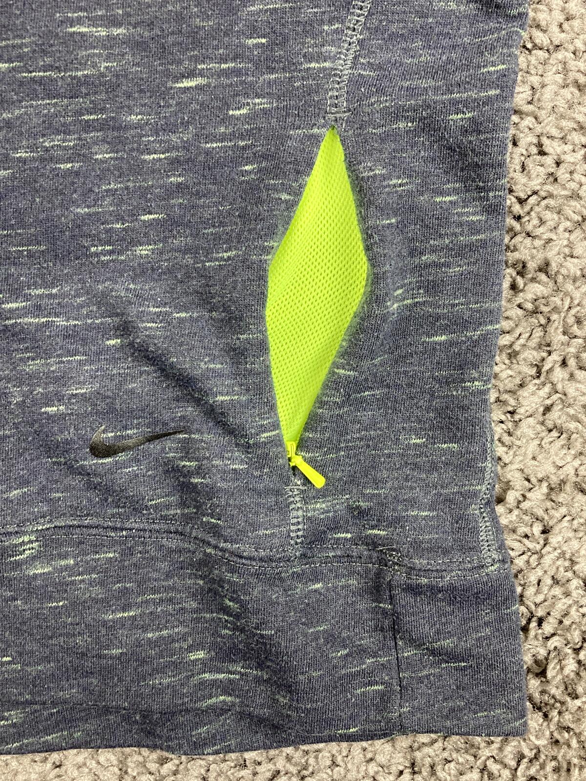 Nike Dri-FIT Womens Crewneck Sweatshirt Pullover Gray Blue Space Dye Pocket  XL