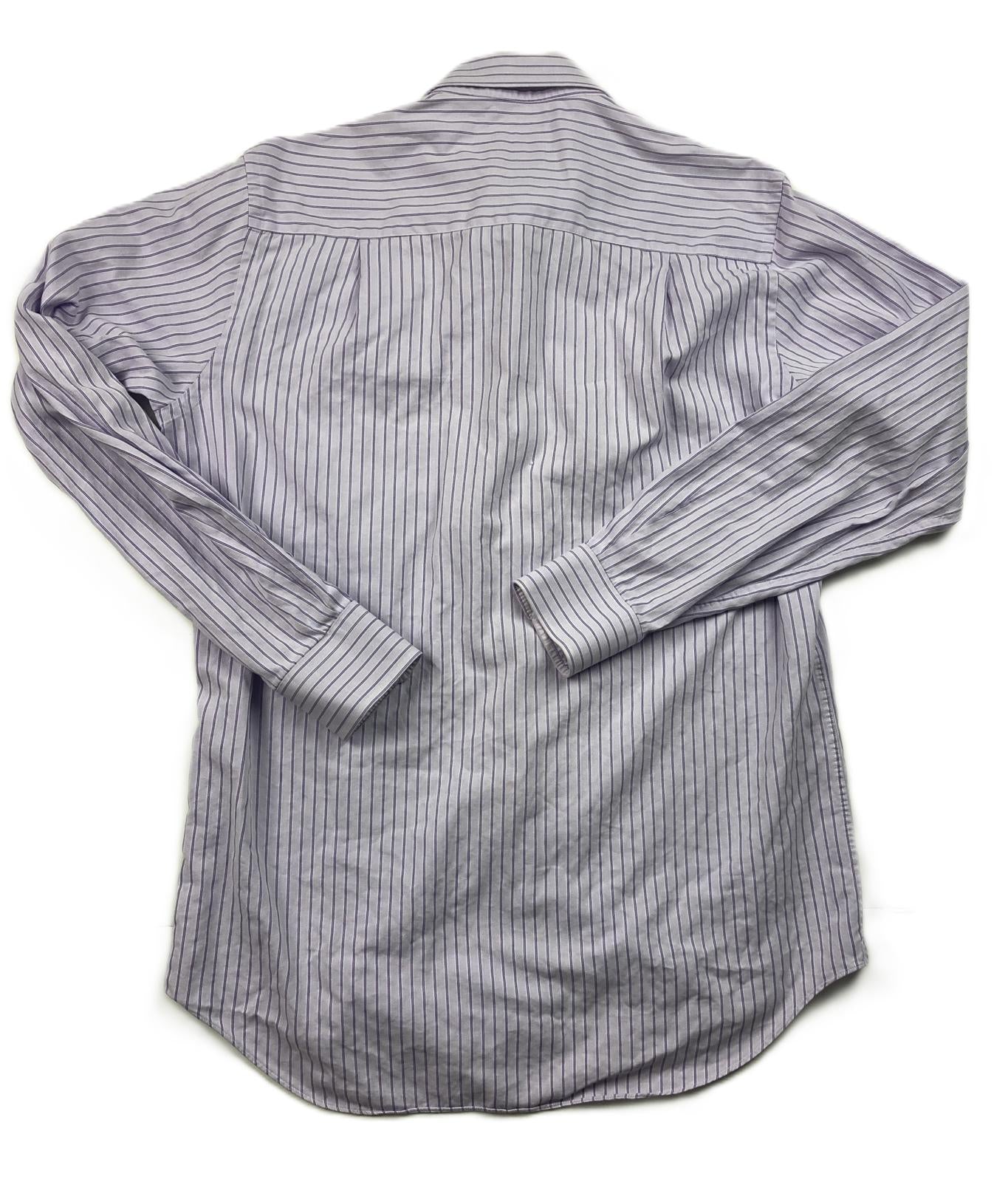 David Donahue Trim Fit Dress Shirt Mens Size 16 34/35 Lavender Pinstripe Cotton