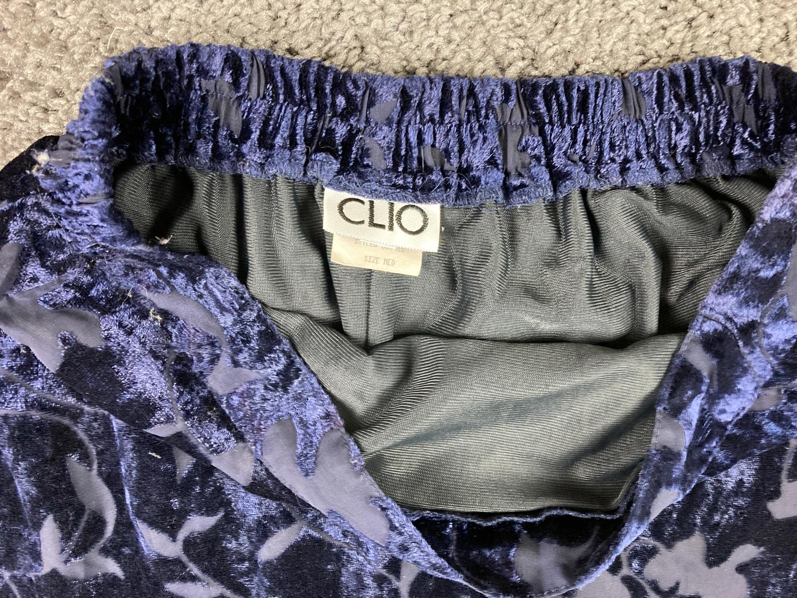 CLIO Velvet Floral Maxi Skirt Womens Medium Navy Blue