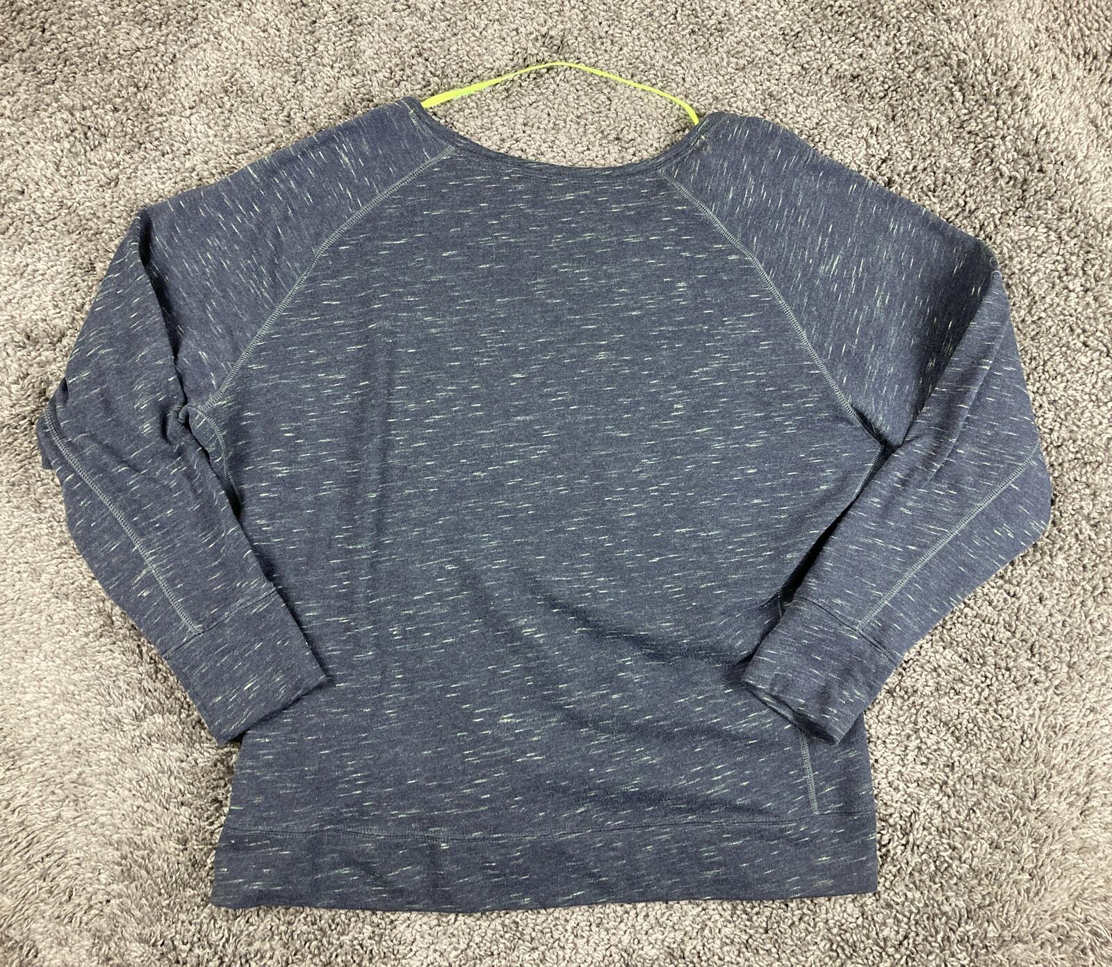 Nike Dri-FIT Womens Crewneck Sweatshirt Pullover Gray Blue Space Dye Pocket  XL