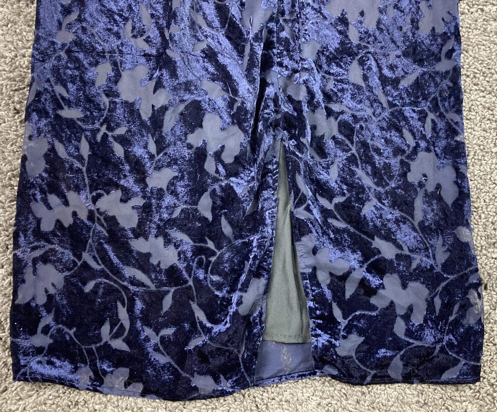 CLIO Velvet Floral Maxi Skirt Womens Medium Navy Blue