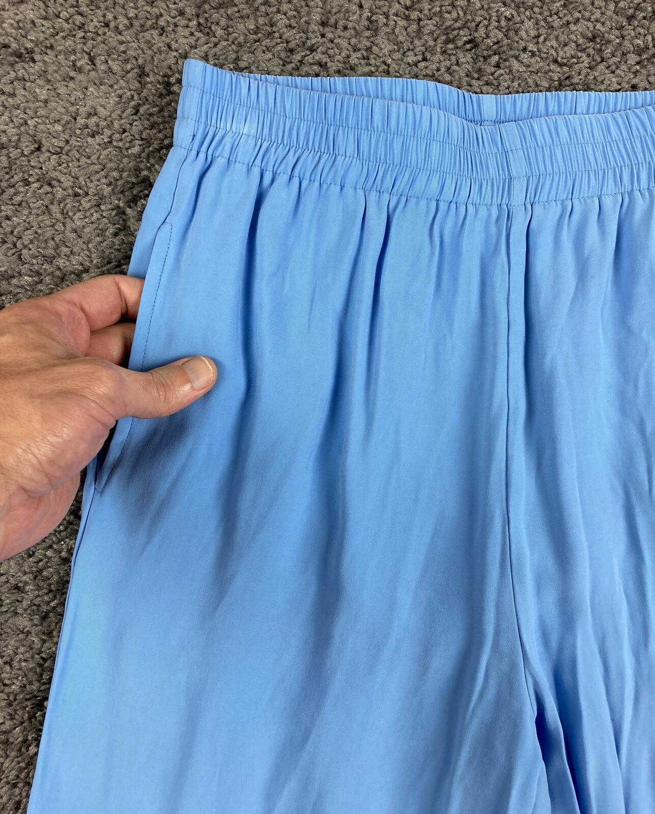 Melloday Wide Leg Pants Women's Light Blue Rayon Pull On Pockets Sz XS