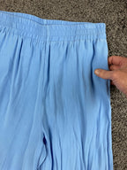 Melloday Wide Leg Pants Women's Light Blue Rayon Pull On Pockets Sz XS
