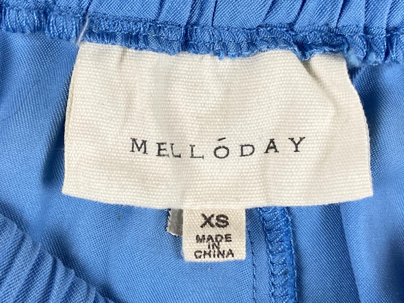 Melloday Wide Leg Pants Women's Light Blue Rayon Pull On Pockets Sz XS