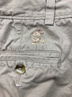 Disney Parks Mickey Mouse Chino Shorts Men Sz 30 Khaki Beige Embroidered Zip Fly