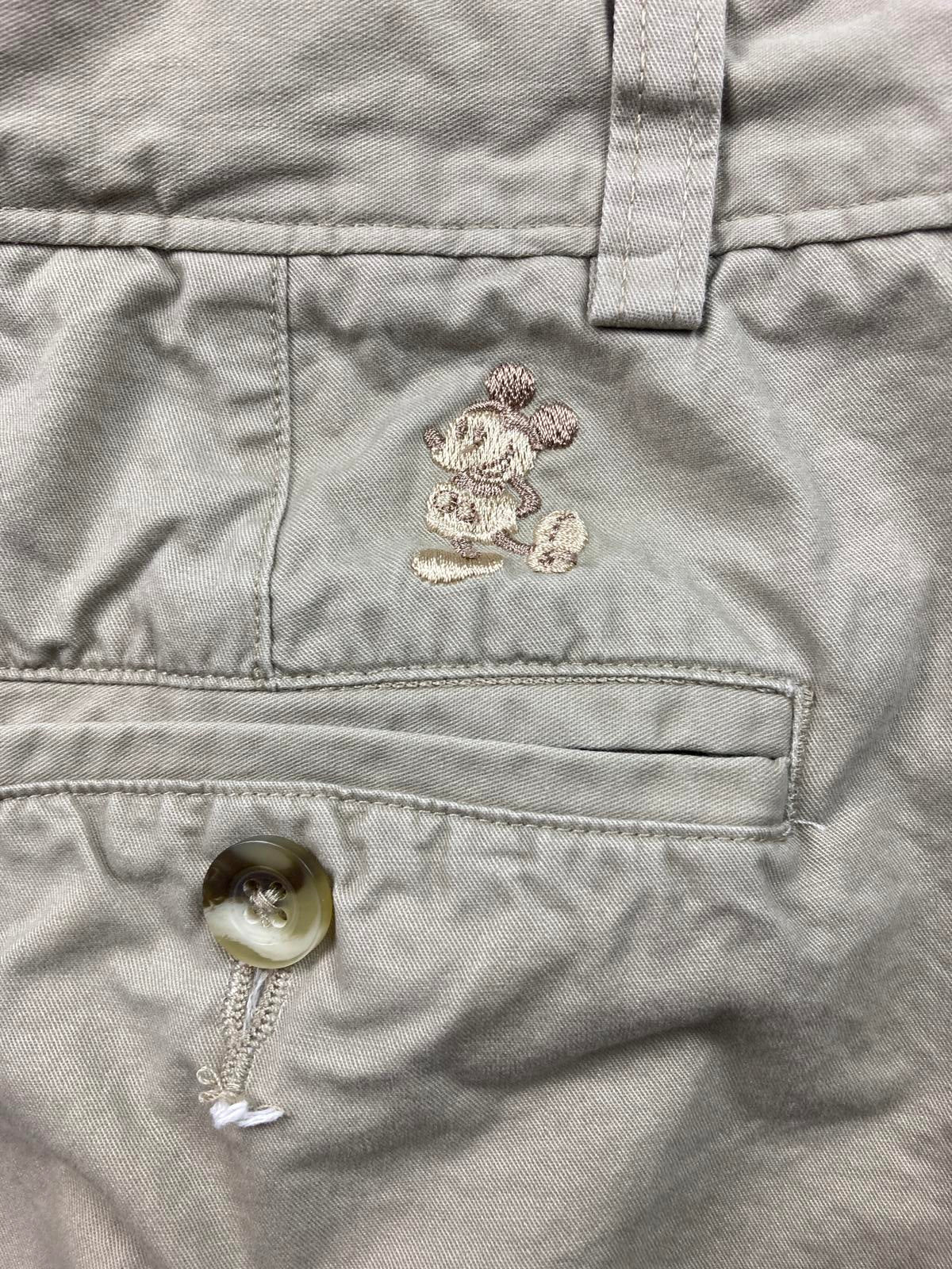 Disney Parks Mickey Mouse Chino Shorts Men Sz 30 Khaki Beige Embroidered Zip Fly