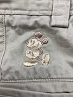 Disney Parks Mickey Mouse Chino Shorts Men Sz 30 Khaki Beige Embroidered Zip Fly