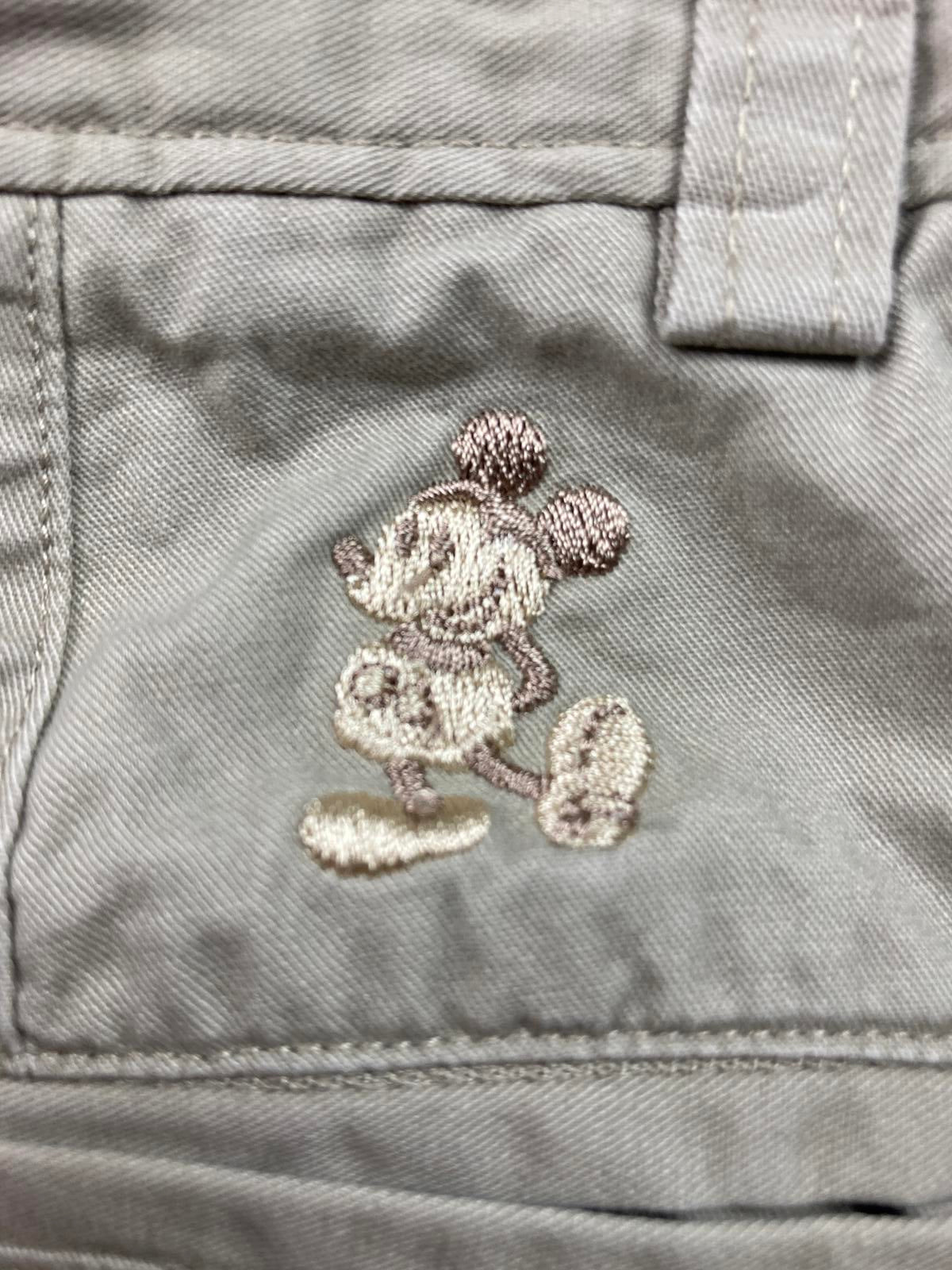 Disney Parks Mickey Mouse Chino Shorts Men Sz 30 Khaki Beige Embroidered Zip Fly