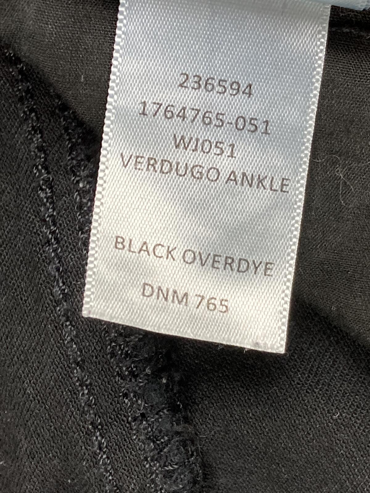PAIGE Verdugo Ankle Skinny Jeans Black Overdye Transcend Stretch Womens Size 28