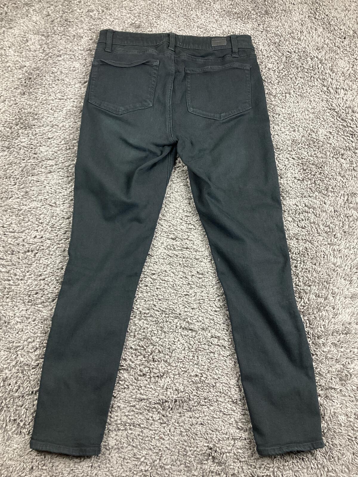 PAIGE Verdugo Ankle Skinny Jeans Black Overdye Transcend Stretch Womens Size 28