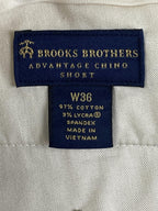 Brooks Brothers Men Advantage Chino Shorts Stretch Waistband Ivory 9" Inseam 36
