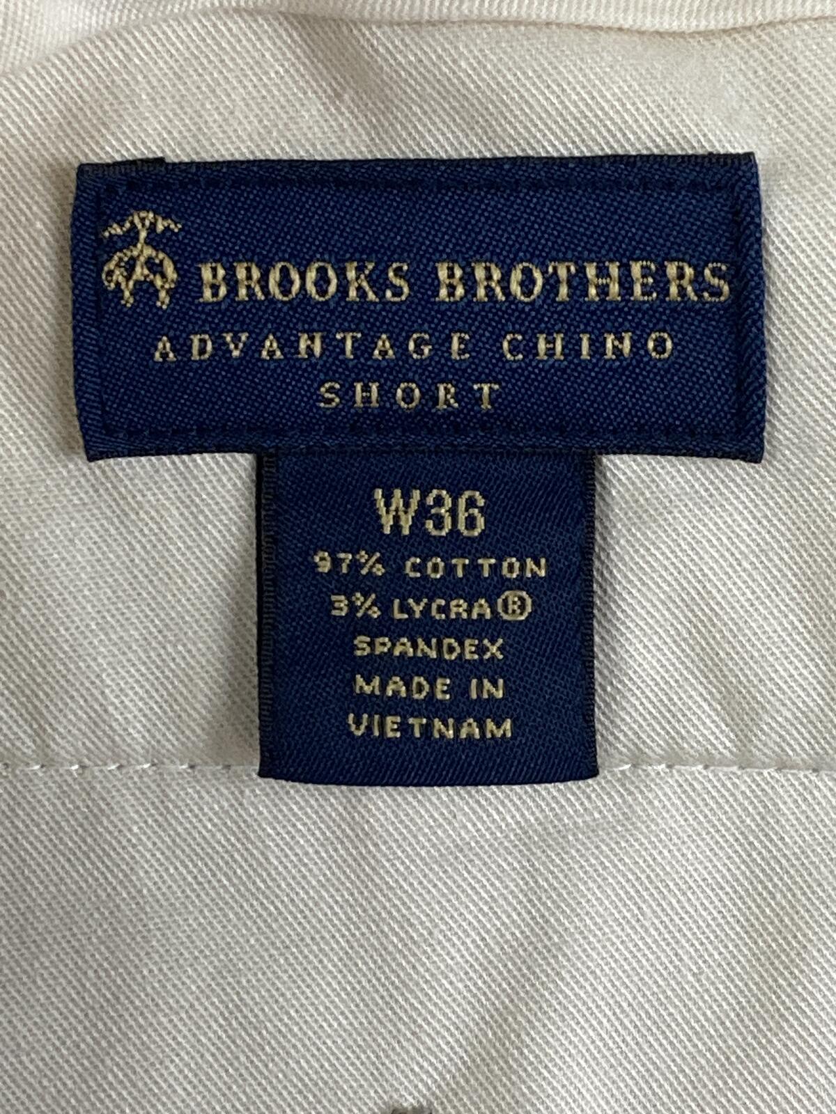 Brooks Brothers Men Advantage Chino Shorts Stretch Waistband Ivory 9" Inseam 36