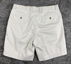 Brooks Brothers Men Advantage Chino Shorts Stretch Waistband Ivory 9" Inseam 36