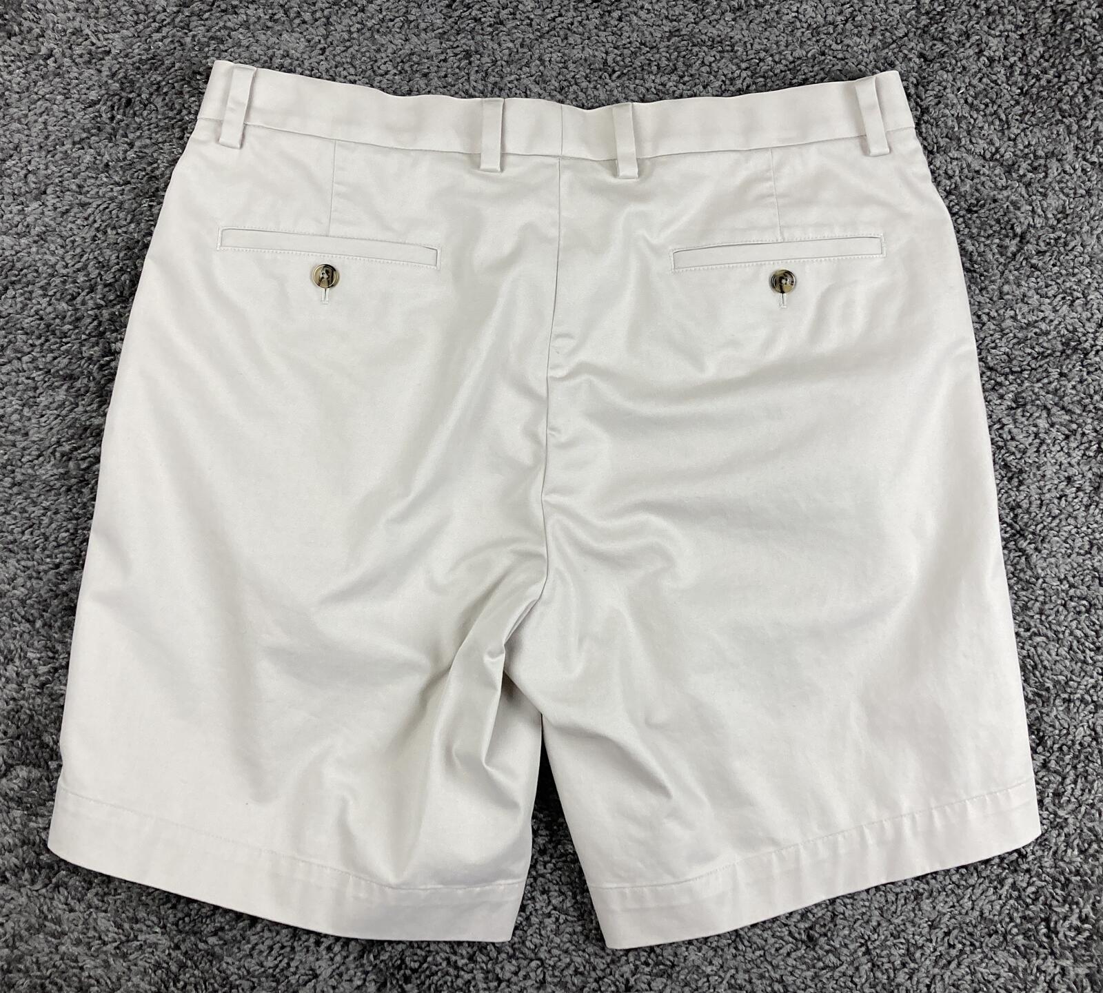 Brooks Brothers Men Advantage Chino Shorts Stretch Waistband Ivory 9" Inseam 36