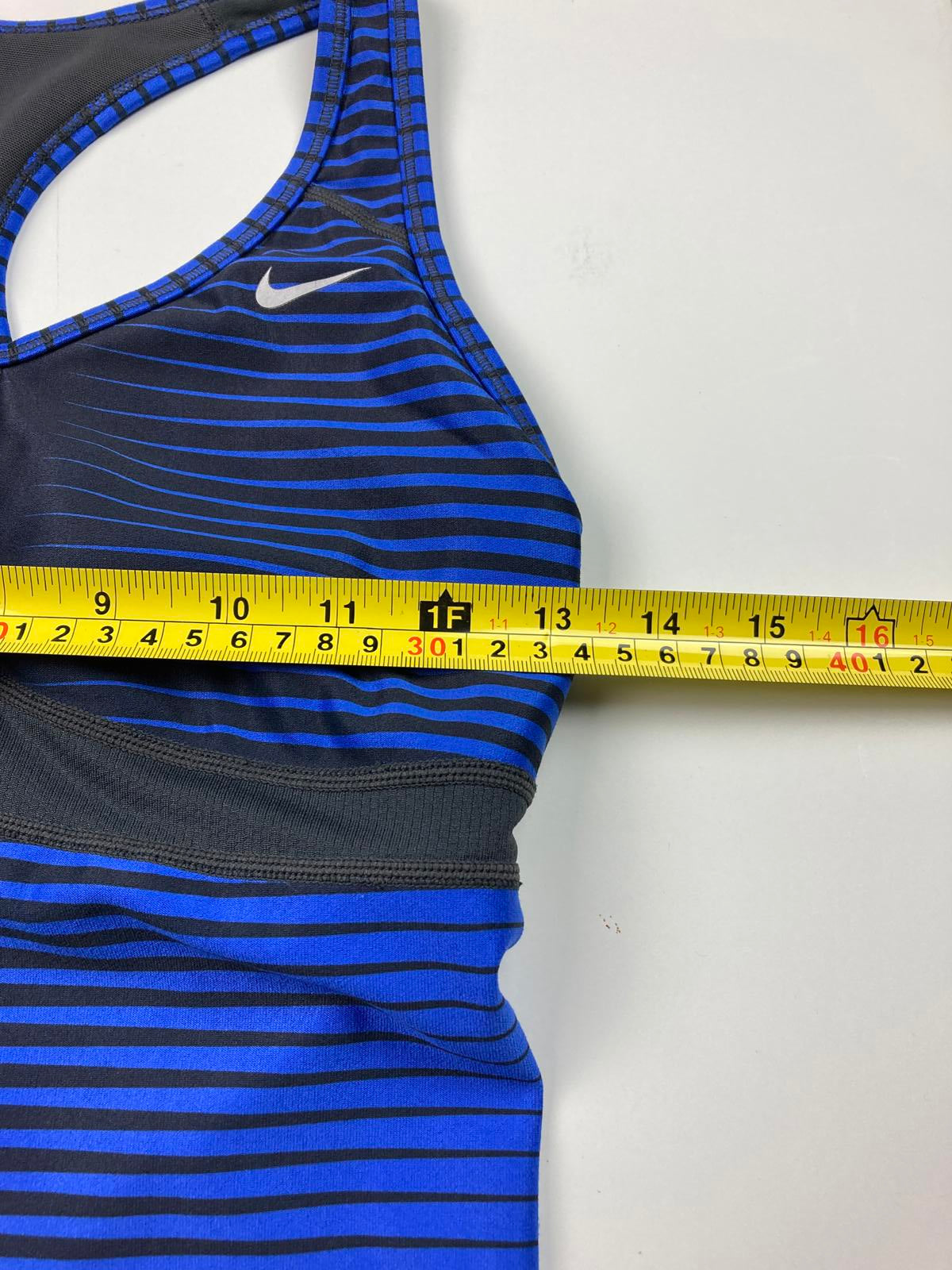Nike Dri-FIT Racerback Shelf-Bra Tank Top Blue Black Stripe Women’s M 384019-060
