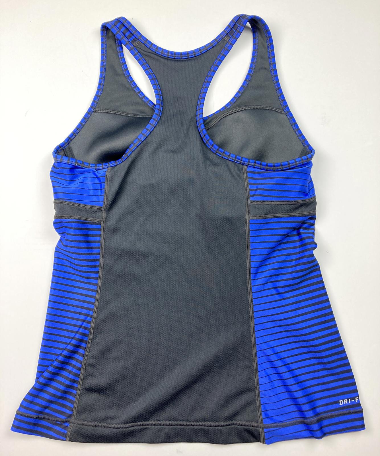Nike Dri-FIT Racerback Shelf-Bra Tank Top Blue Black Stripe Women’s M 384019-060