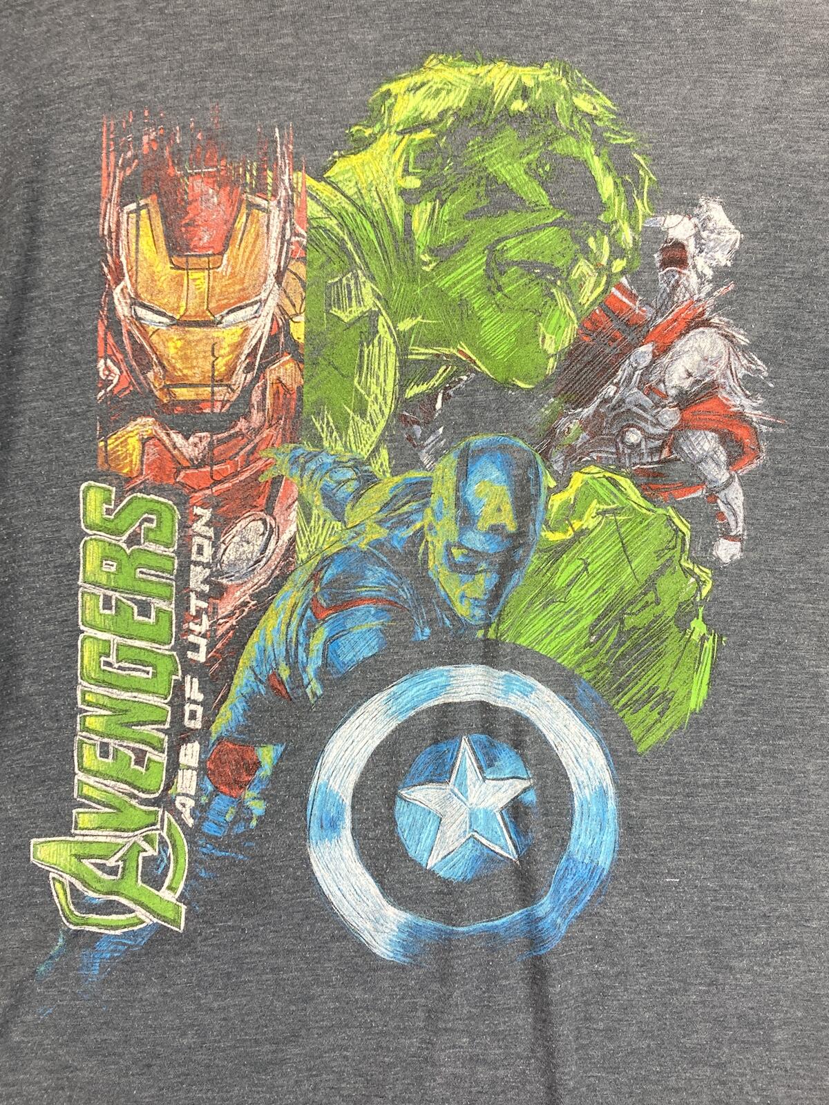 Marvel Avengers Age of Ultron Graphic T Shirt Mens Gray Mad Engine Heather Sz L