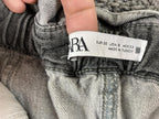 Zara Grey Paperbag Jeans High Waist Button Fly Tapered Acid Wash Womens Sz 0