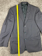Emanuel Ungaro Striped Navy Blue Jacket 100% Wool Size 38R/32W