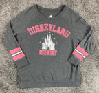 Disney Parks Disneyland Resort Castle 55 Grey Pink Jersey Sweatshirt Pullover 1X