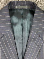 Emanuel Ungaro Striped Navy Blue Jacket 100% Wool Size 38R/32W