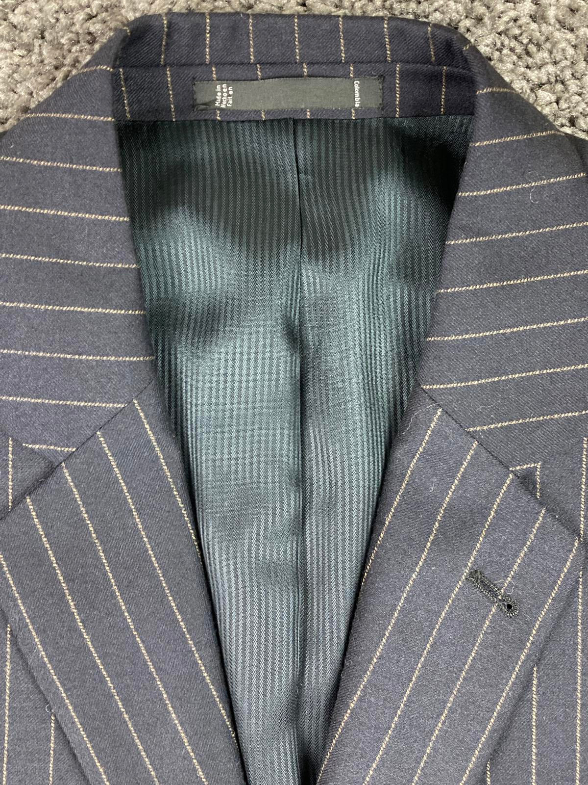 Emanuel Ungaro Striped Navy Blue Jacket 100% Wool Size 38R/32W