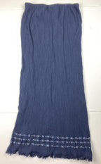 Norton McNaughton Crinkle Maxi Skirt Embroidered Hem Navy Women’s Size M