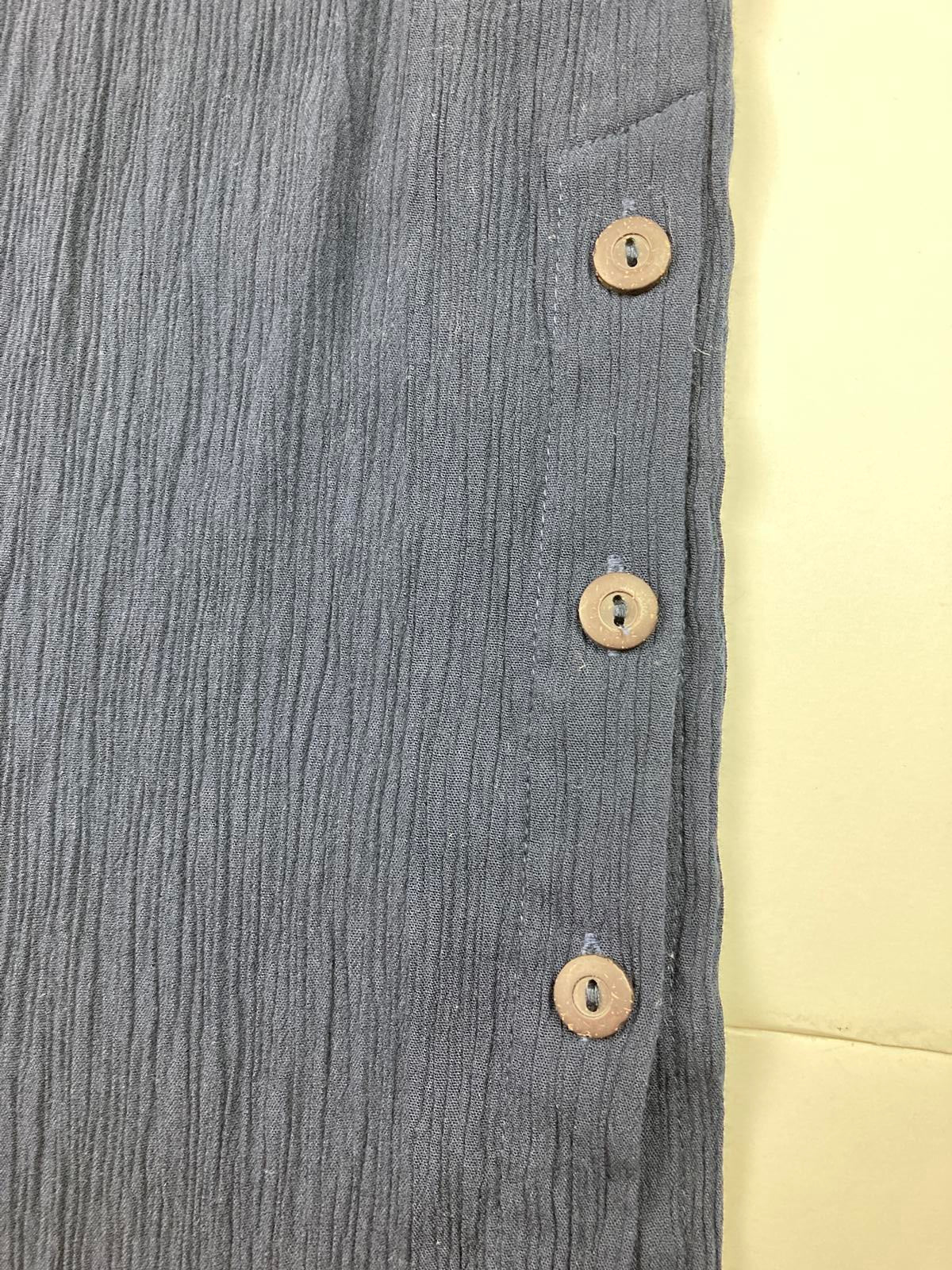 Norton McNaughton Crinkle Maxi Skirt Embroidered Hem Navy Women’s Size M