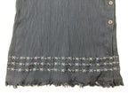 Norton McNaughton Crinkle Maxi Skirt Embroidered Hem Navy Women’s Size M