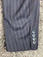 Emanuel Ungaro Striped Navy Blue Jacket 100% Wool Size 38R/32W