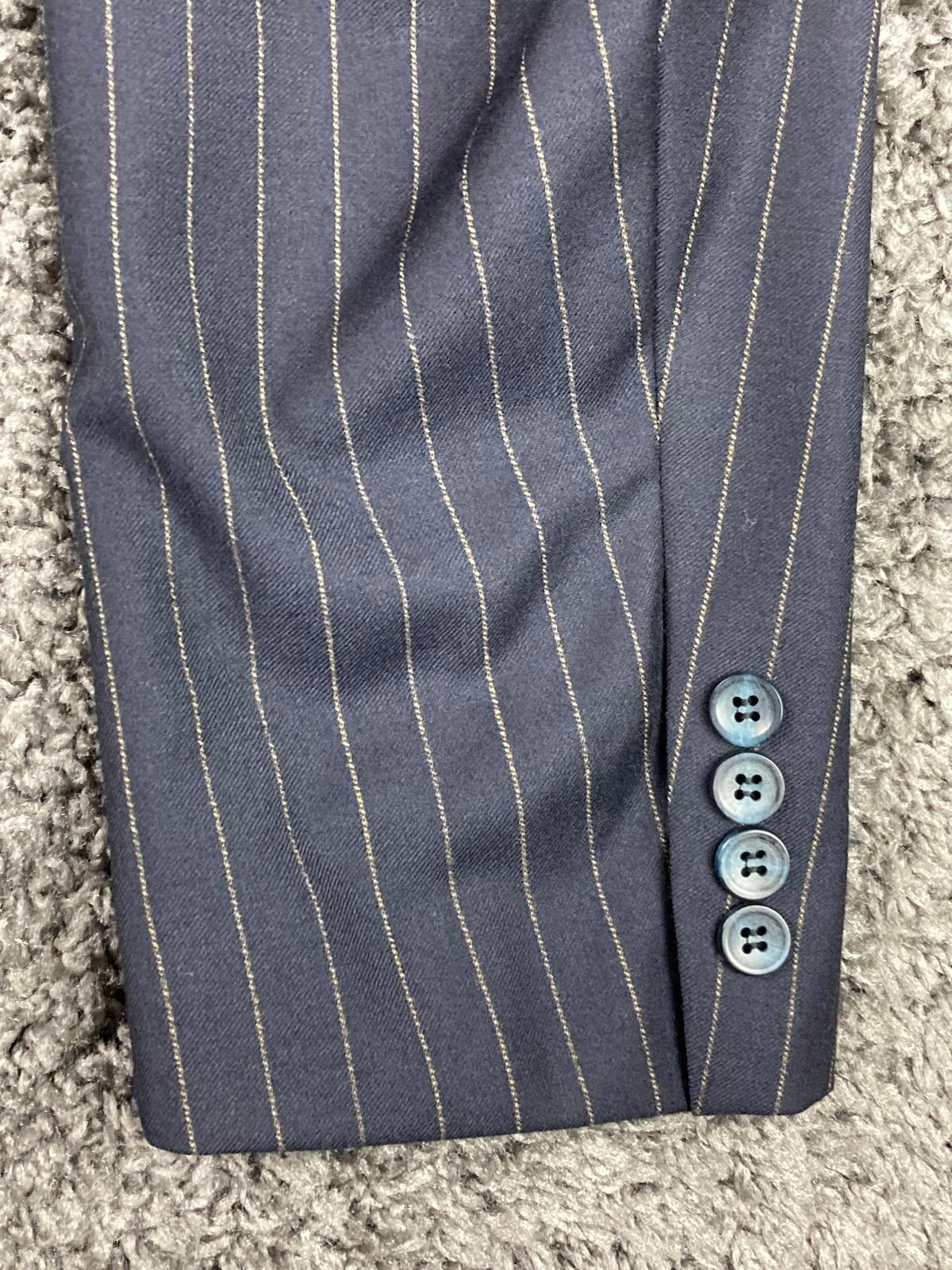 Emanuel Ungaro Striped Navy Blue Jacket 100% Wool Size 38R/32W