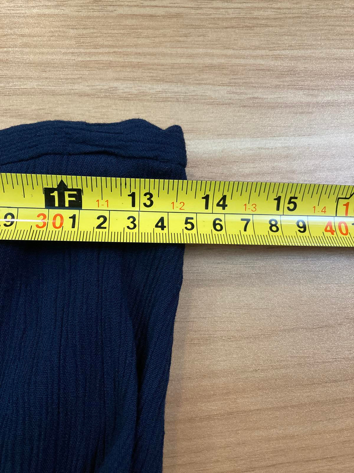 Norton McNaughton Crinkle Maxi Skirt Embroidered Hem Navy Women’s Size M