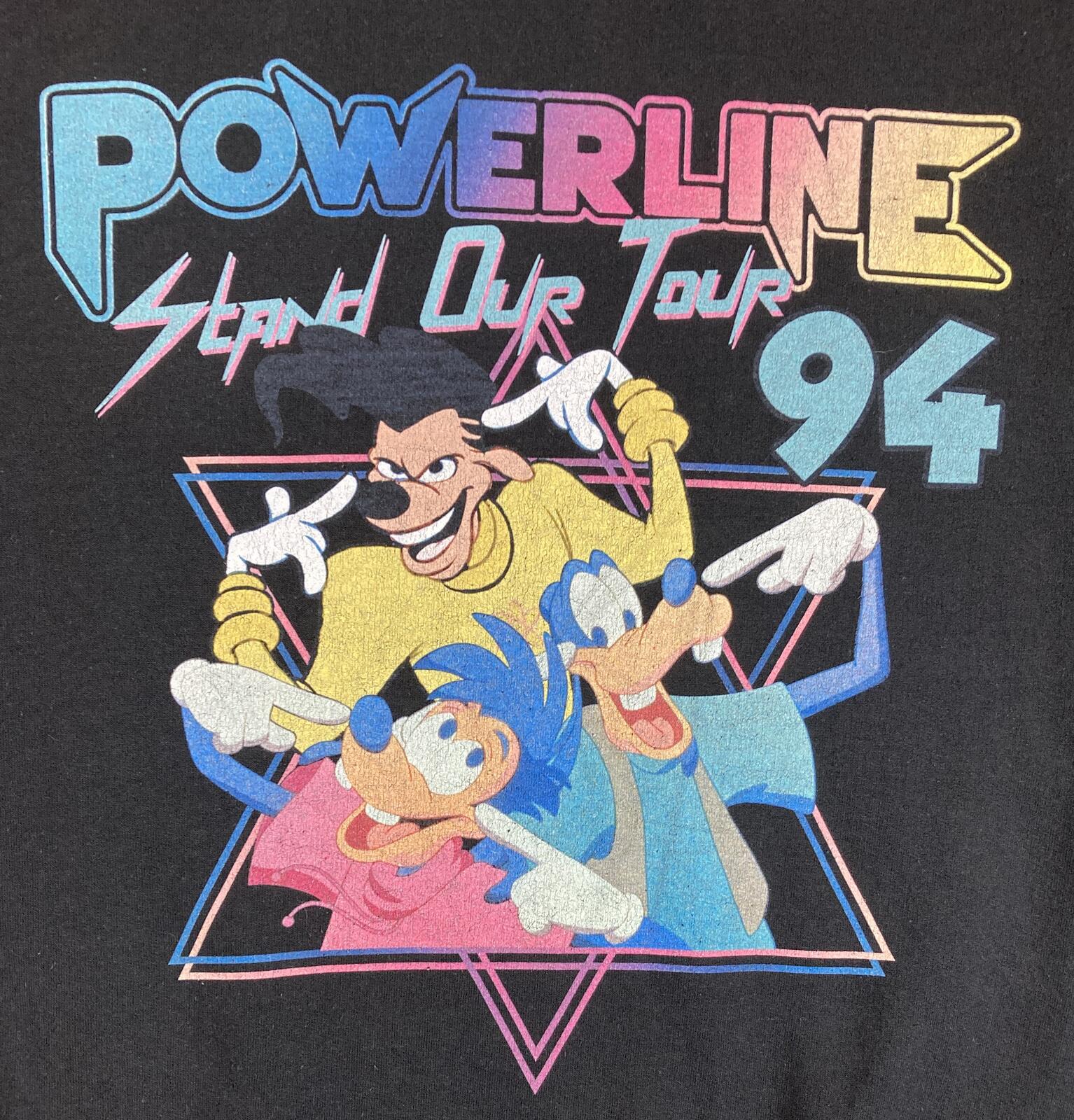 Disney Powerline Sweatshirt 2XL Black Rare Stand Our Tour 94 Goofy Max