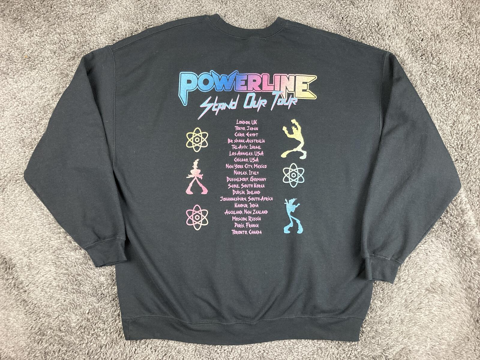 Disney Powerline Sweatshirt 2XL Black Rare Stand Our Tour 94 Goofy Max