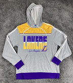adidas LA Lakers Hoodie Mens Gray Purple Yellow Pullover 3 Stripe Trefoil NBA Lg