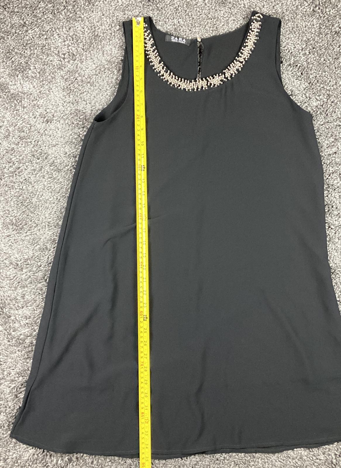 Zara Black Beaded Neckline Sleeveless Shift Dress Lined Cocktail Party Sz S