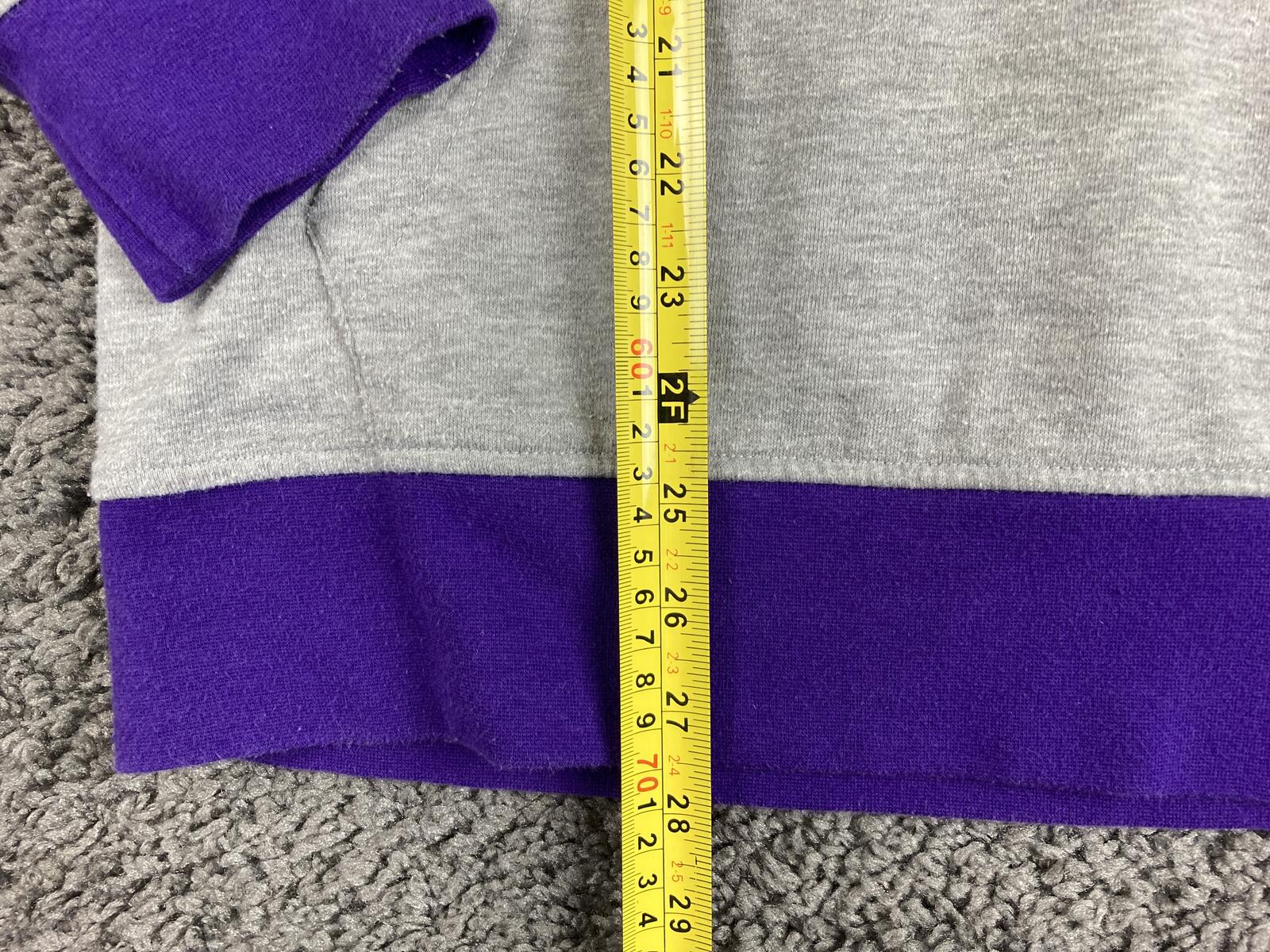 adidas LA Lakers Hoodie Mens Gray Purple Yellow Pullover 3 Stripe Trefoil NBA Lg