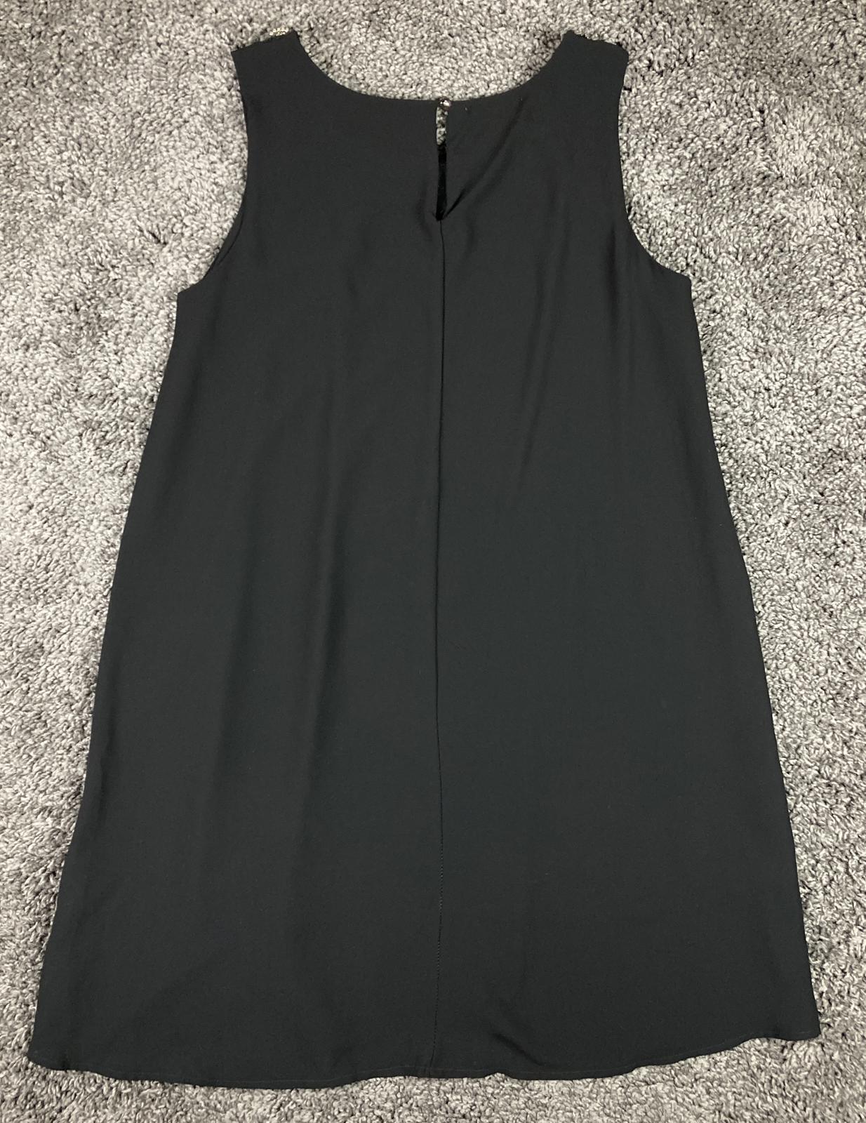 Zara Black Beaded Neckline Sleeveless Shift Dress Lined Cocktail Party Sz S