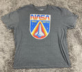 NASA Space Shuttle Graphic T Shirt Mens Gray Retro Distressed Logo Sz 2XL