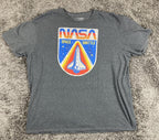 NASA Space Shuttle Graphic T Shirt Mens Gray Retro Distressed Logo Sz 2XL