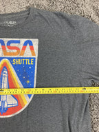 NASA Space Shuttle Graphic T Shirt Mens Gray Retro Distressed Logo Sz 2XL