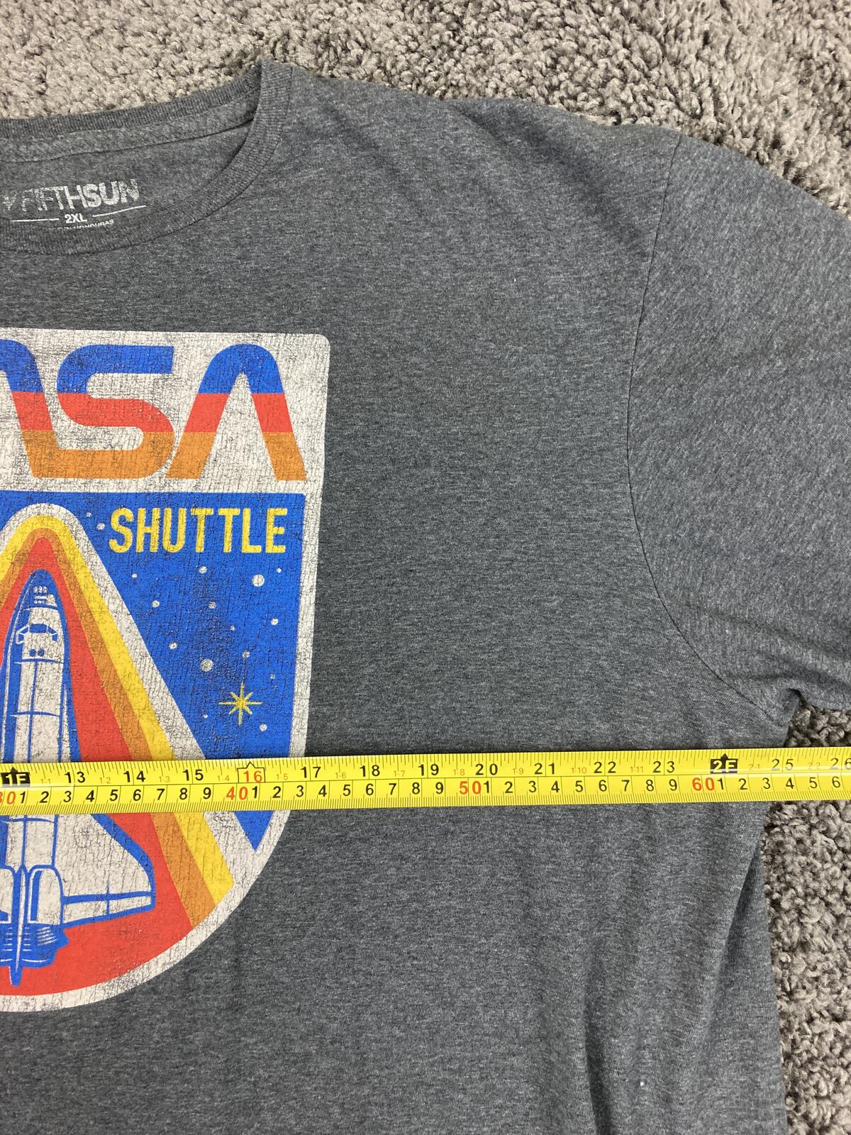 NASA Space Shuttle Graphic T Shirt Mens Gray Retro Distressed Logo Sz 2XL