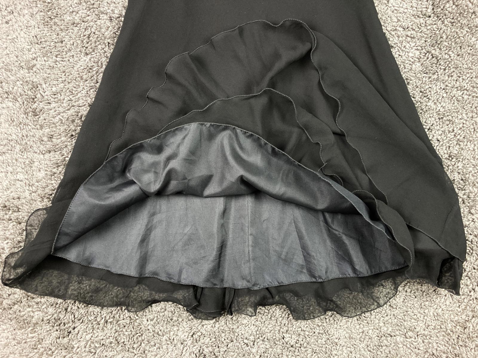 Papell Boutique Evening 100% Silk Beaded Bodice Black Fit Flare Dress Lined Sz 6