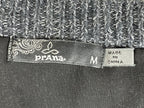 prAna Ellery Pointelle Knit Ruffle Hem Sweater Mosaic Grey V-Neck Top Womens M