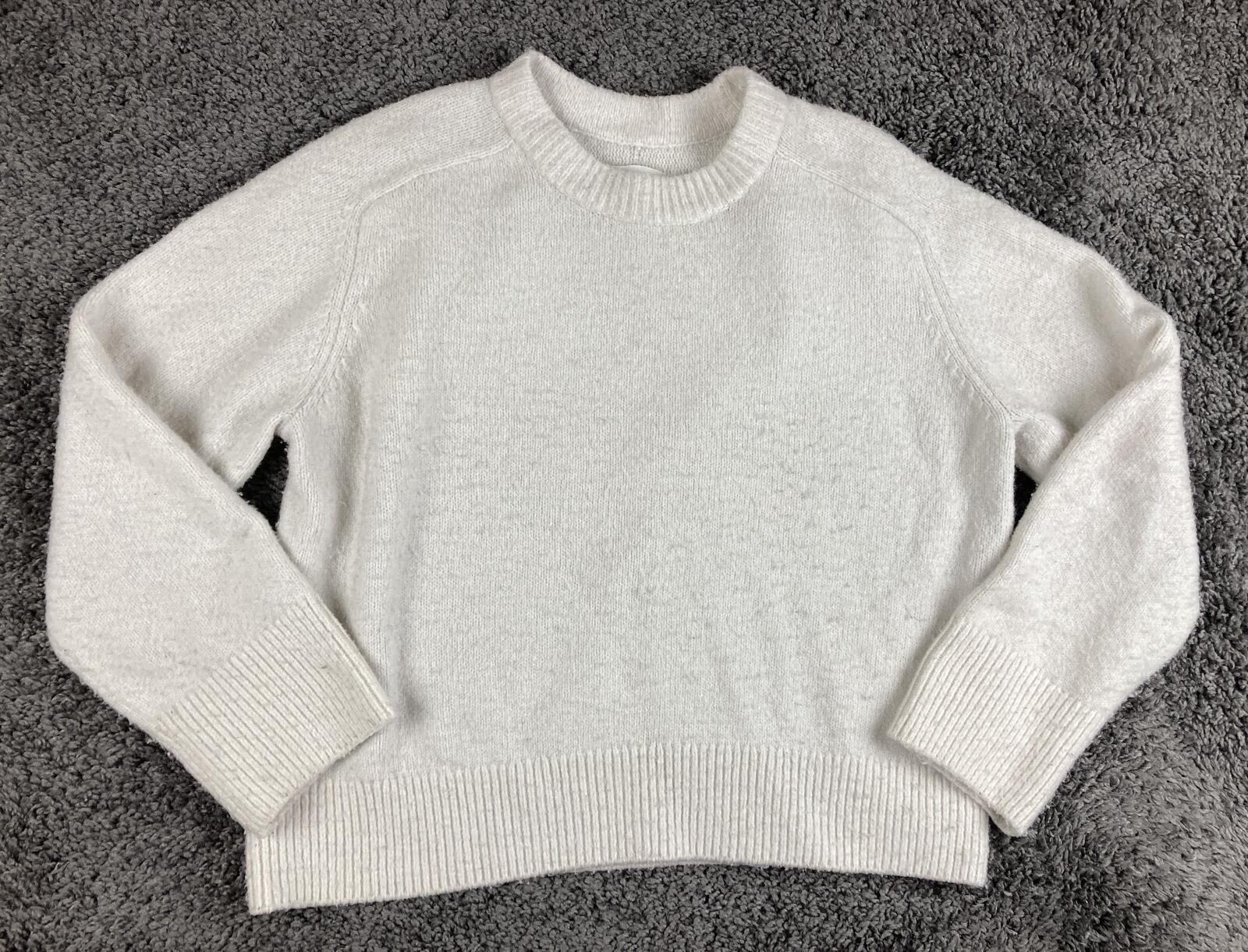 Abercrombie & Fitch Wool Blend Crewneck Sweater Cream Ivory Small Soft Fuzzy S