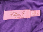 Eliza J Purple Satin One Shoulder Jeweled Brooch Cocktail Dress Lined Size 8