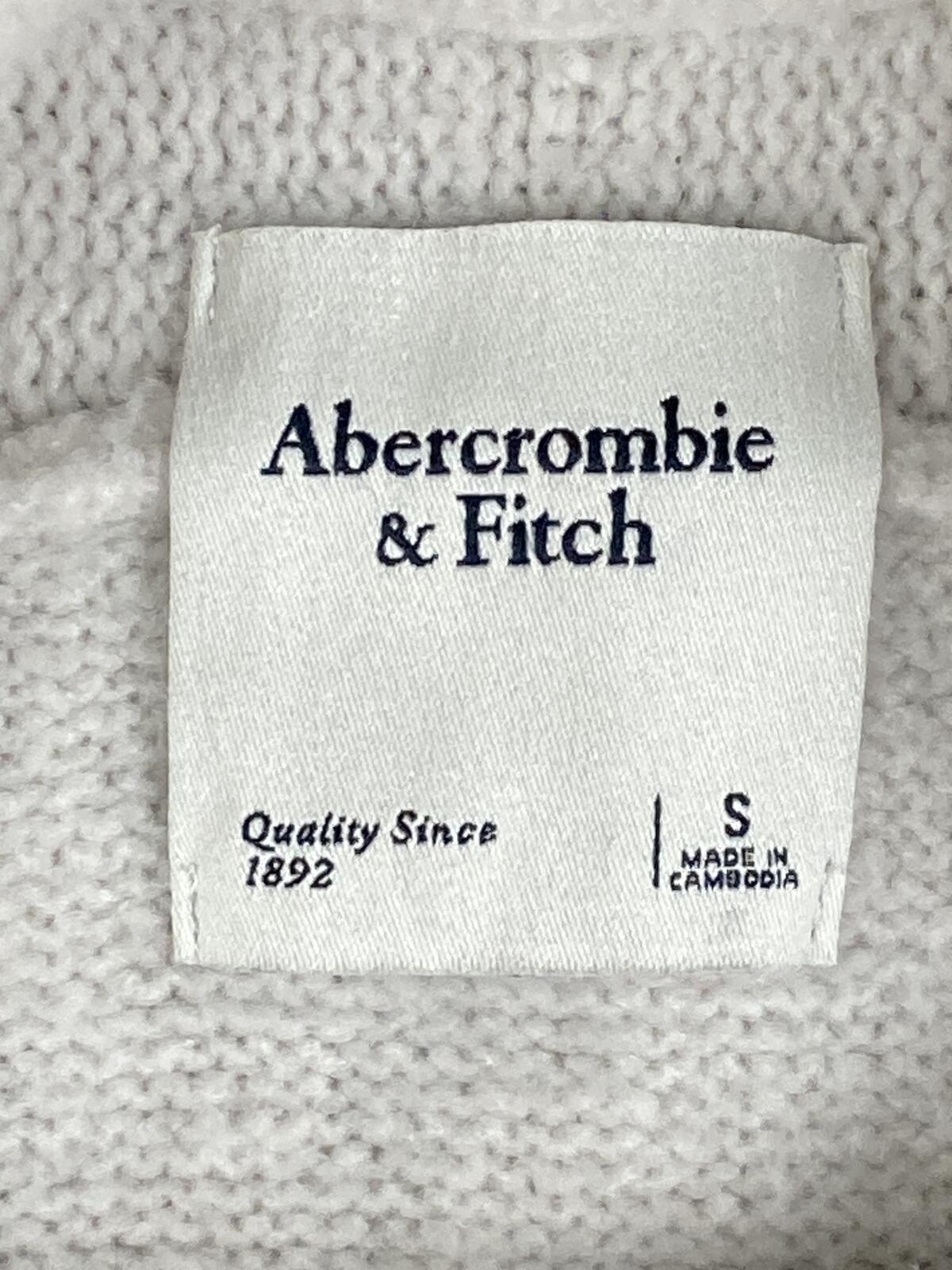 Abercrombie & Fitch Wool Blend Crewneck Sweater Cream Ivory Small Soft Fuzzy S